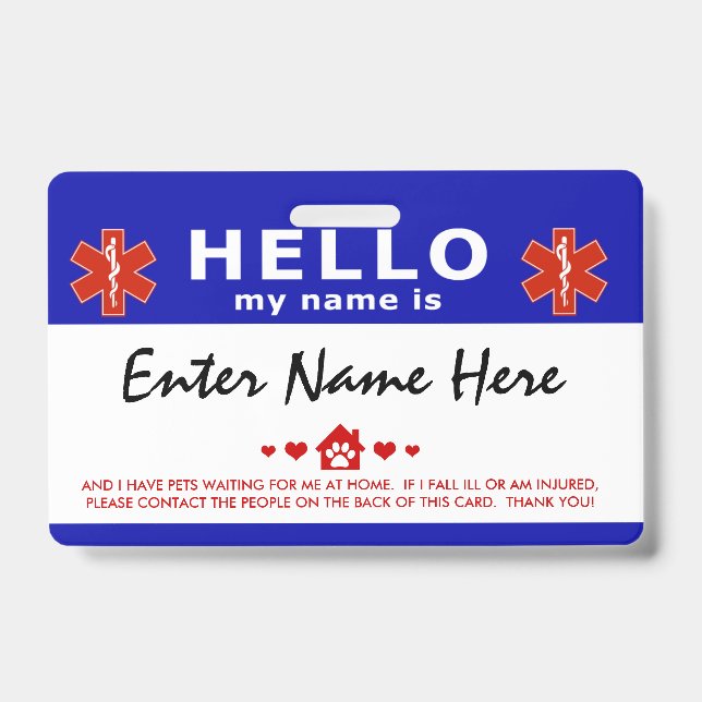 Tarjeta De Identificación HOLA tengo mascotas esperándome (Parte frontal)