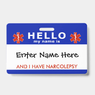 Tarjeta De Identificación HOLA tengo narcolepsia información de emergencia
