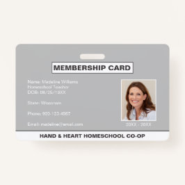 Tarjeta De Identificación Homeschool CO-OP Membresía Principal ID Badge