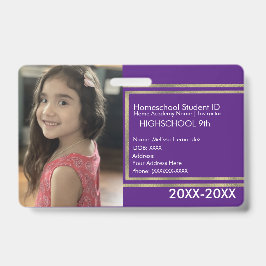 Tarjeta De Identificación Homeschooling elegante ID escolar insignia púrpura