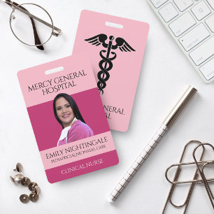 Tarjeta De Identificación Hospital de Enfermería Médica Rosa Caduceus