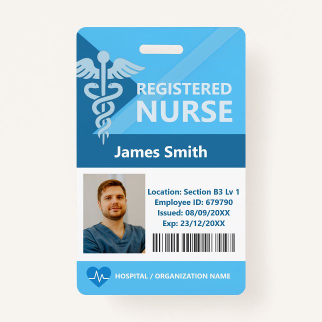 Tarjeta De Identificación Hospital Doctor Nurse Aged Care Security Photo ID (Anverso)
