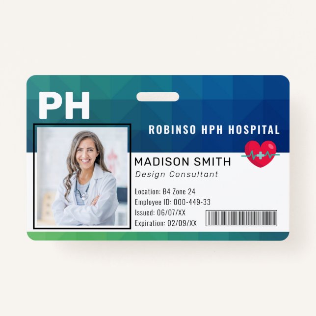 Tarjeta De Identificación Hospital Medical Employee Photo ID  (Anverso)