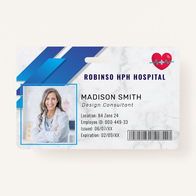 Tarjeta De Identificación Hospital Medical Employee Photo ID  (Anverso)