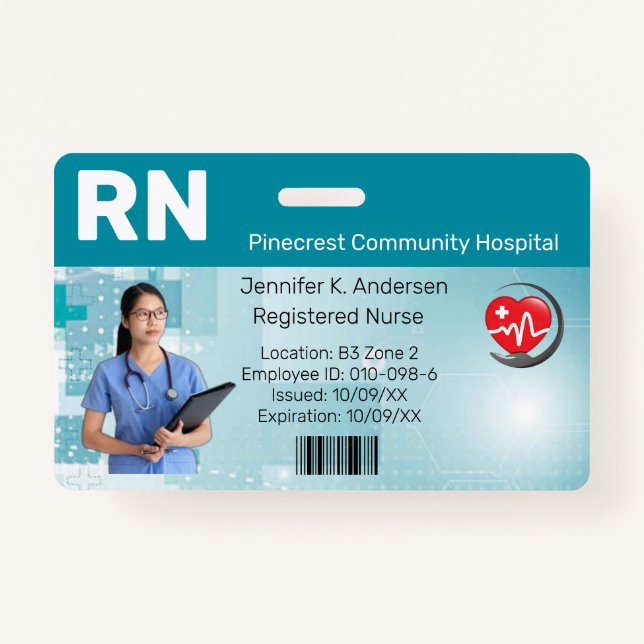 Tarjeta De Identificación Hospital Medical Employee Photo ID (Anverso)