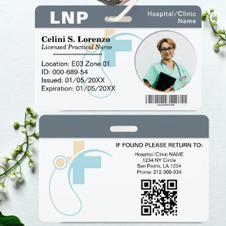 Tarjeta De Identificación Hospital Medical Employee Photo ID Badge – Gray