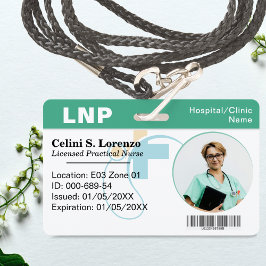 Tarjeta De Identificación Hospital Medical Employee Photo ID Badge – Green 