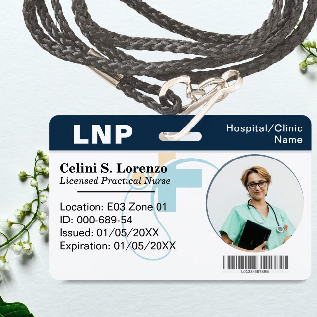 Tarjeta De Identificación Hospital Medical Employee Photo ID Badge – Navy (Hospital Medical Employee Photo ID Badge – Navy)