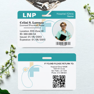 Tarjeta De Identificación Hospital Medical Employee Photo ID Badge – Teal 