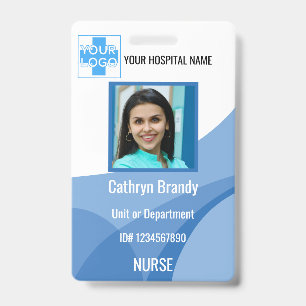 Tarjeta De Identificación hospital o empleado clínico personalizado azul