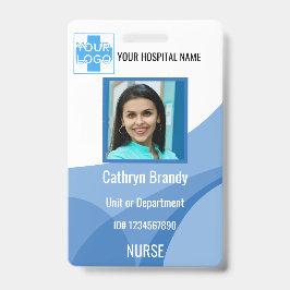 Tarjeta De Identificación hospital o empleado clínico personalizado azul