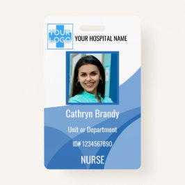 Tarjeta De Identificación hospital o empleado clínico personalizado azul