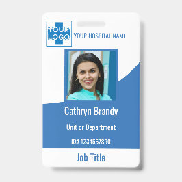 Tarjeta De Identificación hospital o empleado clínico personalizado azul
