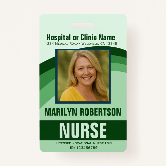 Tarjeta De Identificación Hospital or Medical Clinic Name Badge (Anverso)