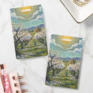 Tarjeta De Identificación Huerto de almendros al estilo de Van Gogh Floració