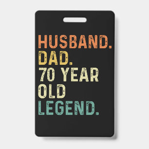 Tarjeta De Identificación Husband dad 70 Year old legend 70th birthday men