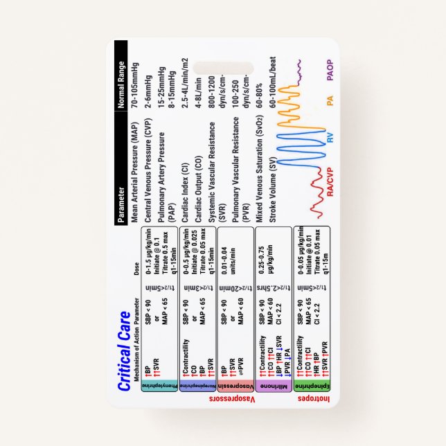 Tarjeta De Identificación ICU Critical Care Badge Buddy (Anverso)