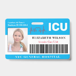 Tarjeta De Identificación ICU| Id. fotográfico de empleados de la unidad de 