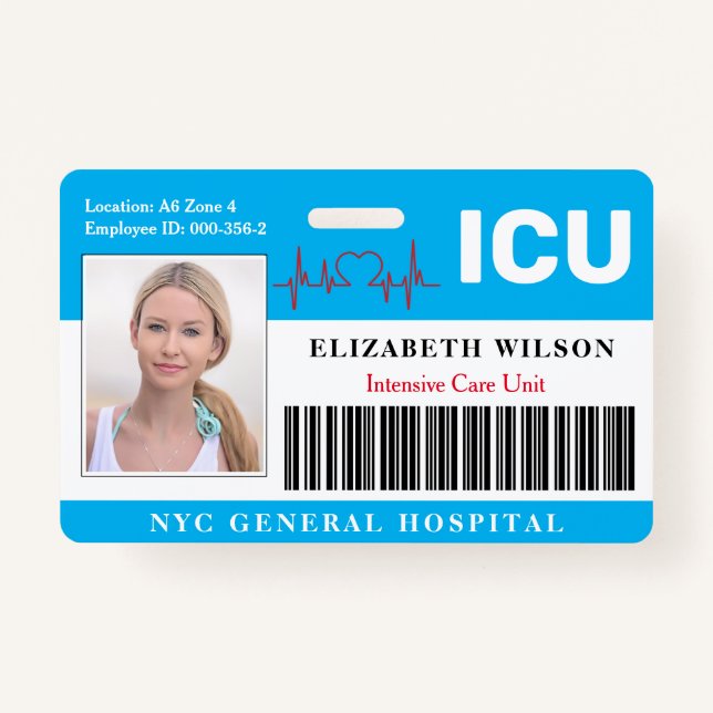 Tarjeta De Identificación ICU| Id. fotográfico de empleados de la unidad de  (Anverso)