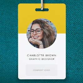 Tarjeta De Identificación Id. amarillo mostaza | Moderno logotipo fotográfic