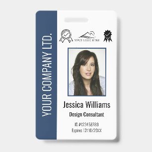 Tarjeta De Identificación Id. azul de empleado certificado corporativo perso