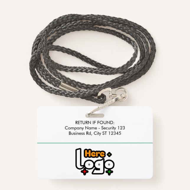 Tarjeta De Identificación ID Badge Card Business Employee Staff Logo & Photo (Anverso con cordón)