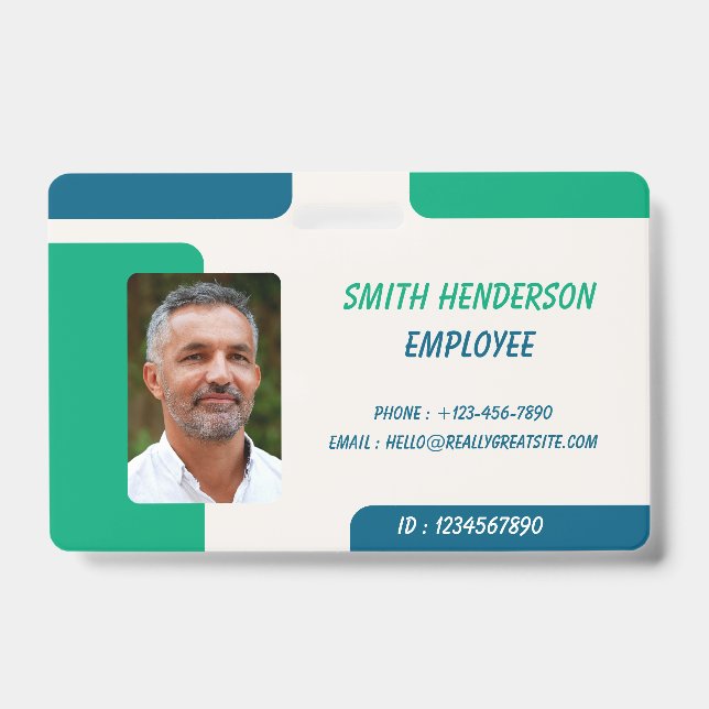 Tarjeta De Identificación ID Card Badge | Minimal Business Employee Photo (Parte frontal)