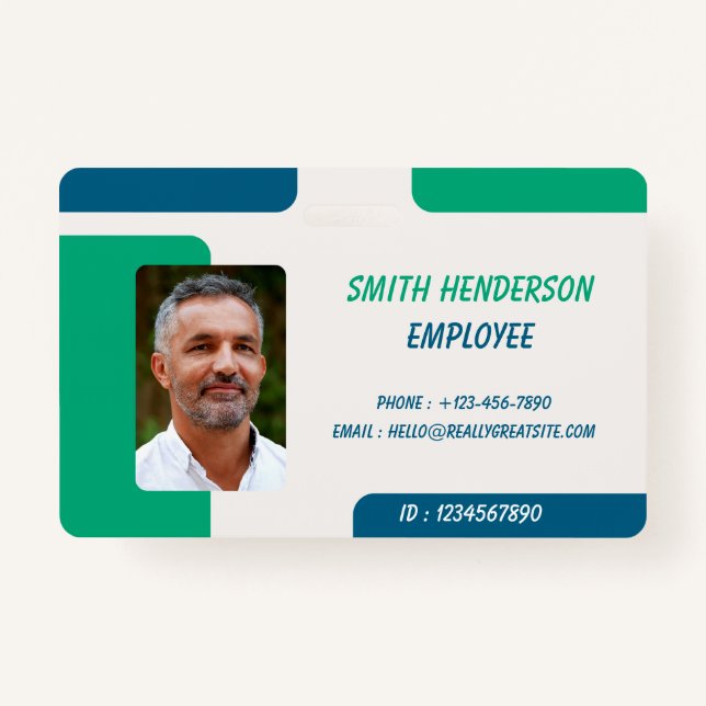 Tarjeta De Identificación ID Card Badge | Minimal Business Employee Photo (Anverso)