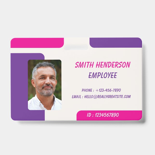 Tarjeta De Identificación ID Card Badge | Minimal Business Employee Photo (Parte frontal)