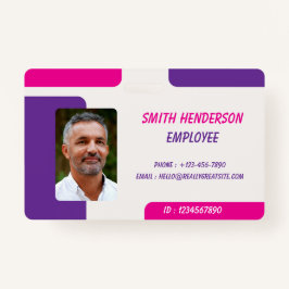 Tarjeta De Identificación ID Card Badge | Minimal Business Employee Photo