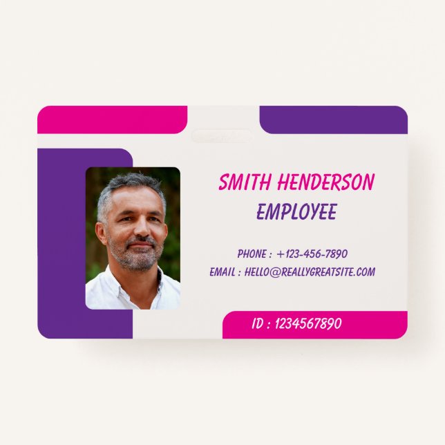 Tarjeta De Identificación ID Card Badge | Minimal Business Employee Photo (Anverso)