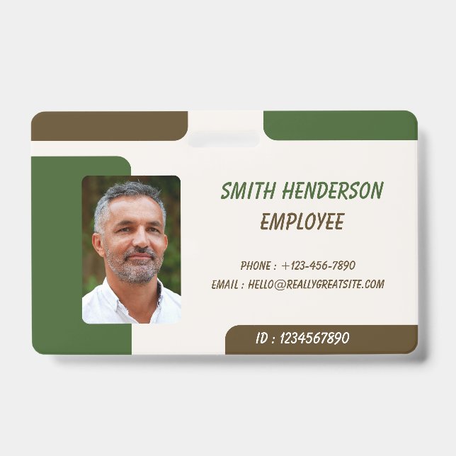 Tarjeta De Identificación ID Card Badge | Minimal Business Employee Photo (Parte frontal)