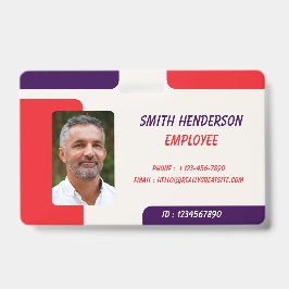 Tarjeta De Identificación ID Card Badge | Minimal Business Employee Photo