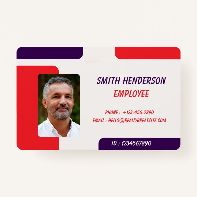 Tarjeta De Identificación ID Card Badge | Minimal Business Employee Photo (Anverso)
