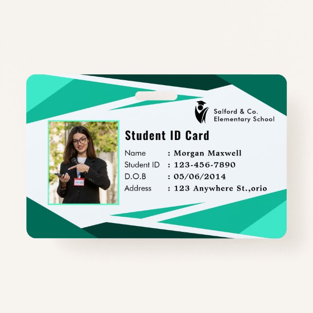 Tarjeta De Identificación ID Card Badge Modern Business Student Photo (Anverso)