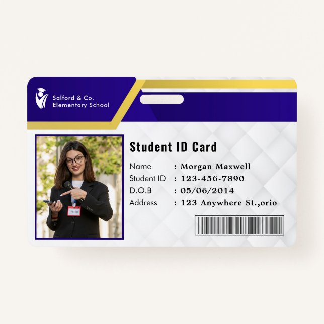 Tarjeta De Identificación ID Card Badge Modern Business Student Photo (Anverso)