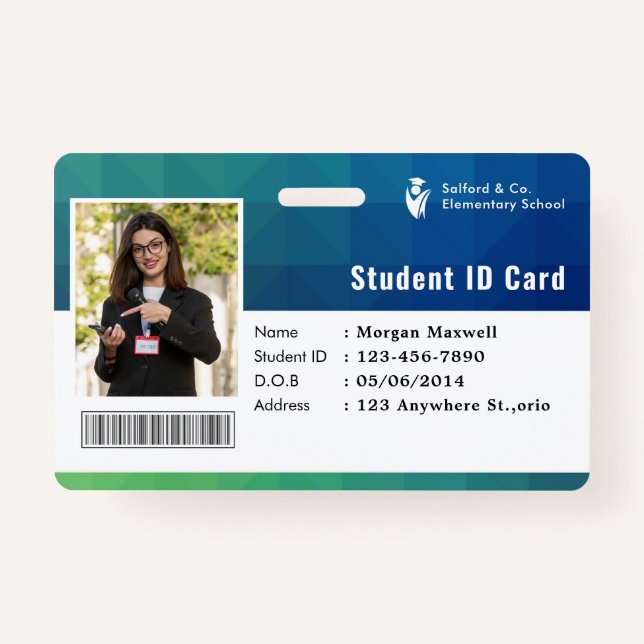 Tarjeta De Identificación ID Card Badge Modern Business Student Photo (Anverso)