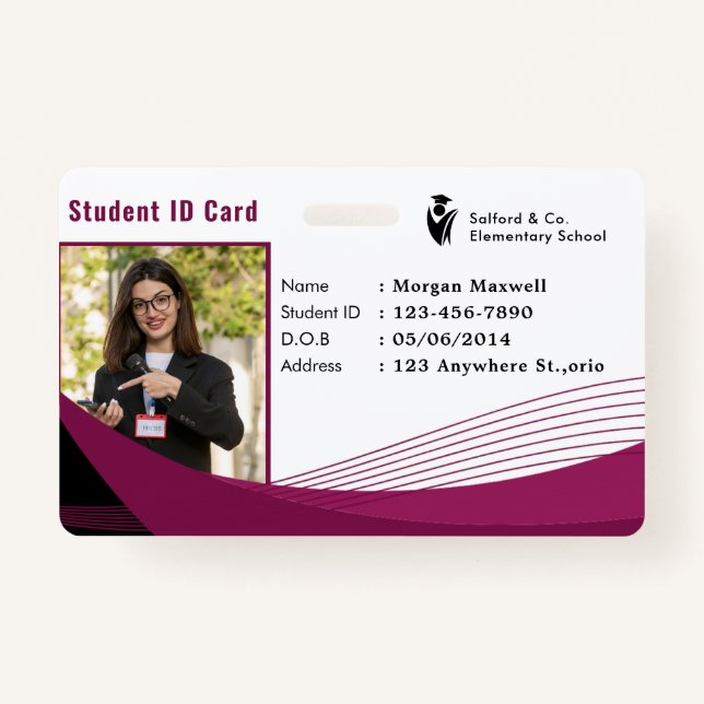 Tarjeta De Identificación ID Card Badge Modern Business Student Photo (Anverso)