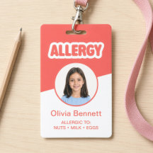 ID de Alergia Alimentaria Infantil Rojo Moderno