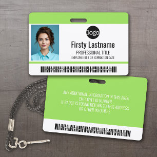 Tarjeta De Identificación ID de barra de color Foto de empleado, código, log