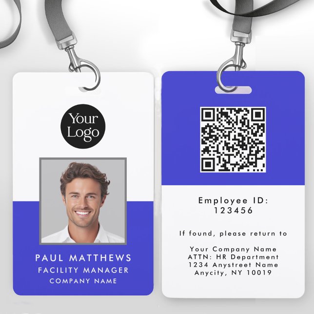 Tarjeta De Identificación Id. de compañía fotográfica de empleado azul de co (Subido por el creador)