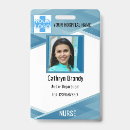 Tarjeta De Identificación Id. de empleado azul, foto, nombre