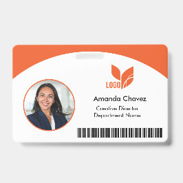 Tarjeta De Identificación ID de empleado con código de barras QR y foto
