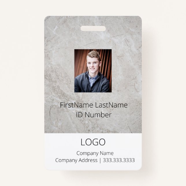 Tarjeta De Identificación Id. de empleado de aspecto de mármol profesional (Anverso)