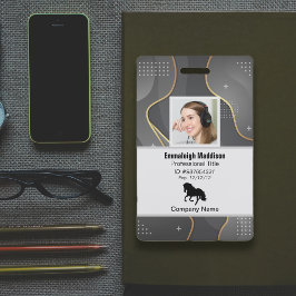 Tarjeta De Identificación Id de empleado de empresa abstracta moderna | Gris