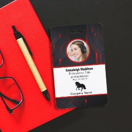 Tarjeta De Identificación Id de empleado de empresa abstracta moderna | Rojo