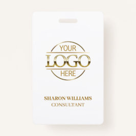 Tarjeta De Identificación Id. de empleado de oro blanco con logotipo comerci