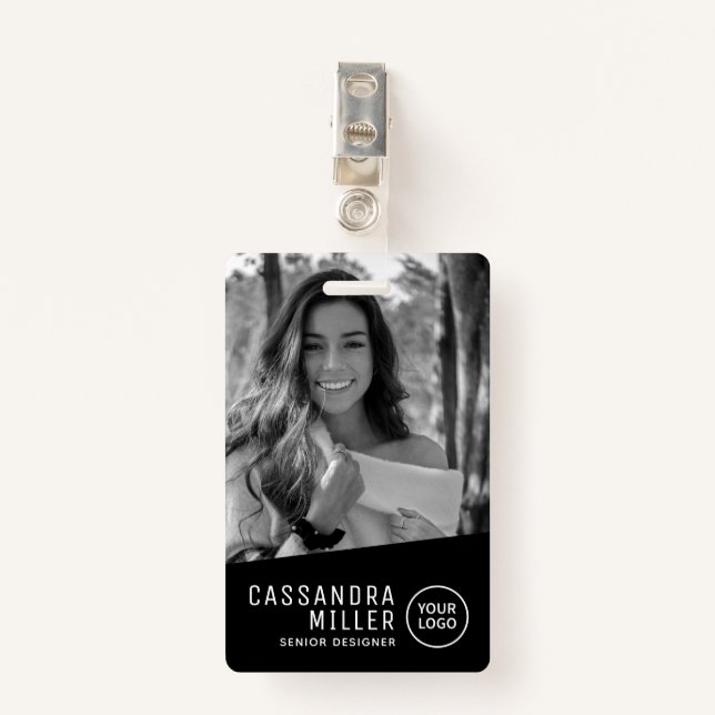 Tarjeta De Identificación Id. de empleado de Personalizado fotográfico monoc (Anverso con clip)