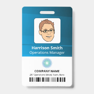 Tarjeta De Identificación Id. De Empleado Del Director De La Empresa Con Log