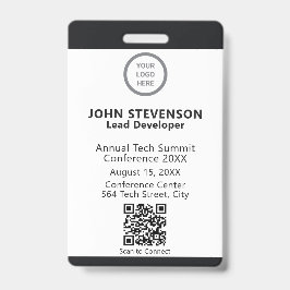 Tarjeta De Identificación ID de empleado del evento Logotipo Código QR Insig